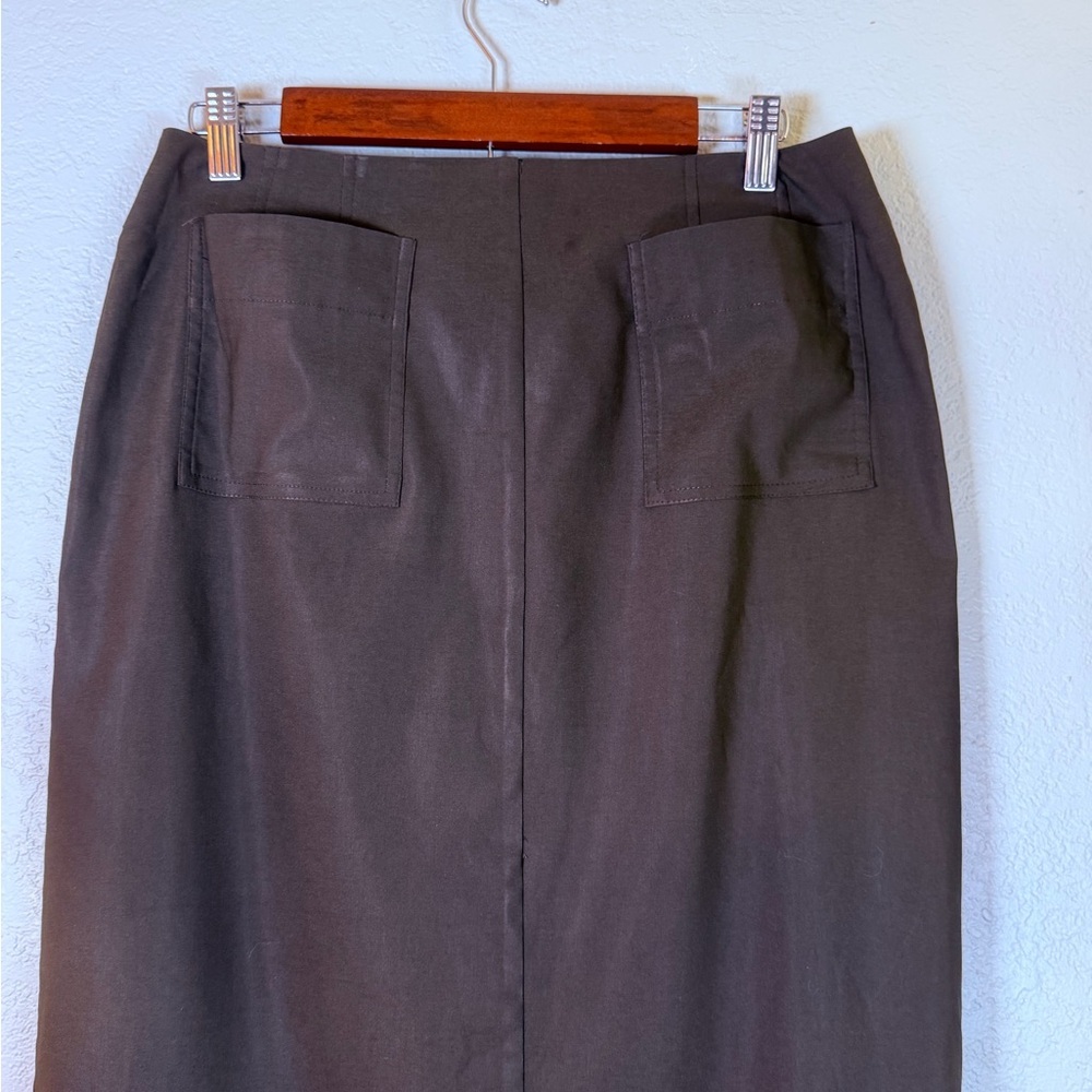 Harve Bernard Vintage Olive Green Front Pocket Bohemian Grunge Maxi Skirt 10 - Picture 3 of 9